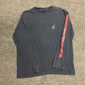 Vintage Nautica Men's Large Navy Blue Long Sleeve Shirt